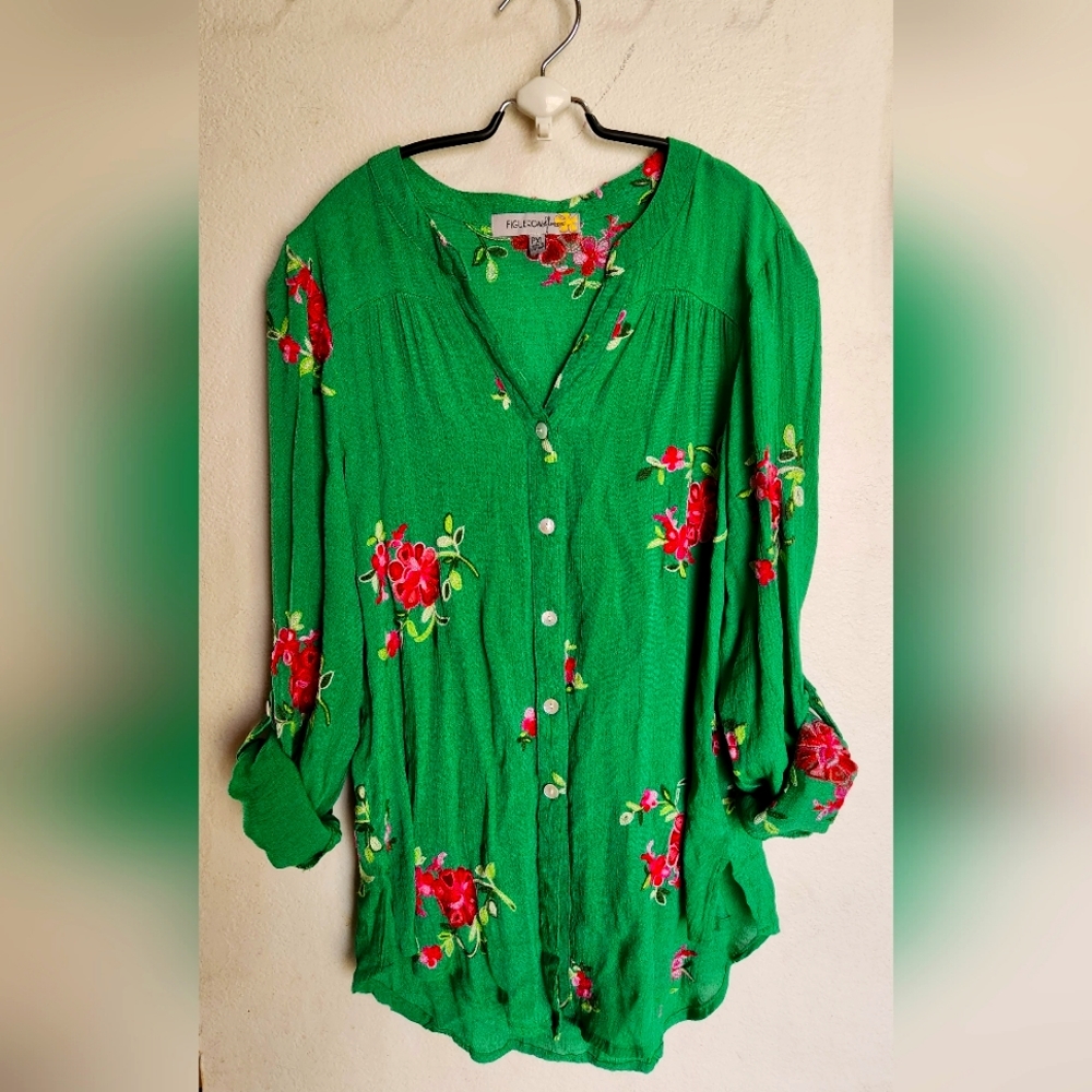 Figueroa & Flower embroidered blouse size PXL made in Vietnam